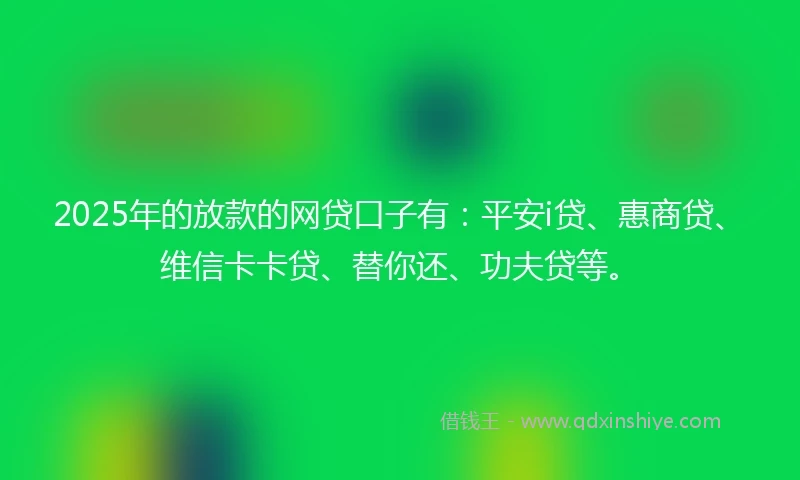 2025年的放款的网贷口子有：平安i贷、惠商贷、维信卡卡贷、替你还、功夫贷等。