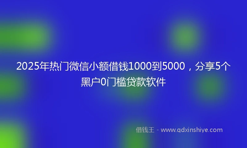 2025年热门微信小额借钱1000到5000，分享5个黑户0门槛贷款软件