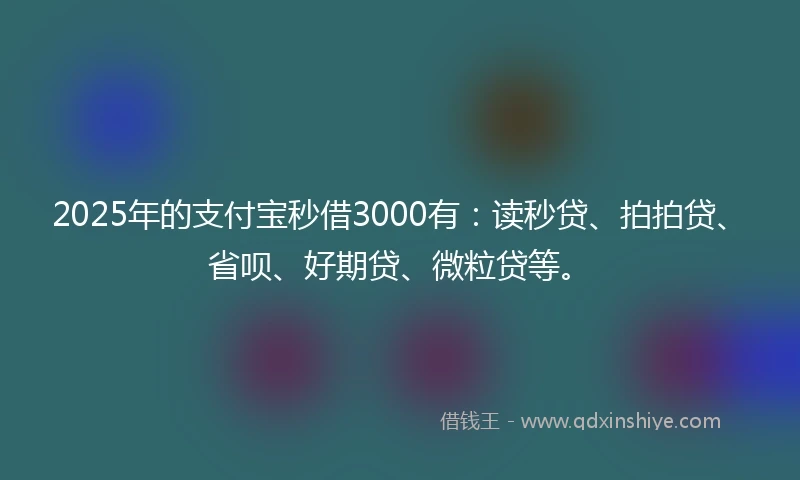 2025年的支付宝秒借3000有：读秒贷、拍拍贷、省呗、好期贷、微粒贷等。