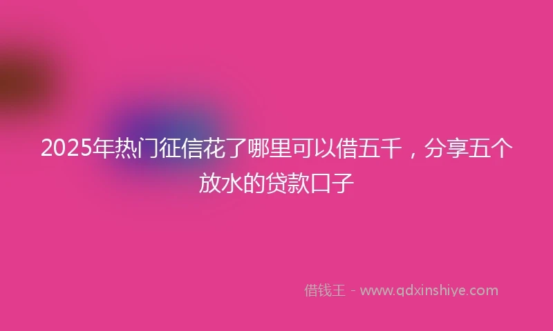 2025年热门征信花了哪里可以借五千，分享五个放水的贷款口子