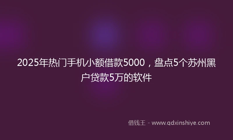 2025年热门手机小额借款5000，盘点5个苏州黑户贷款5万的软件