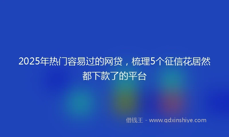 2025年热门容易过的网贷，梳理5个征信花居然都下款了的平台