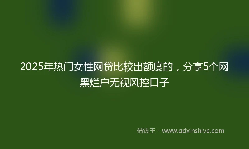 2025年热门女性网贷比较出额度的，分享5个网黑烂户无视风控口子