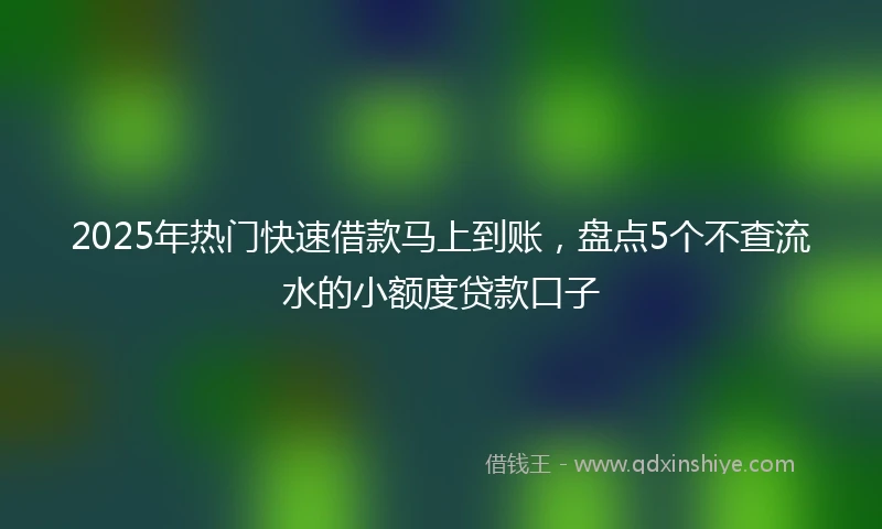 2025年热门快速借款马上到账，盘点5个不查流水的小额度贷款口子