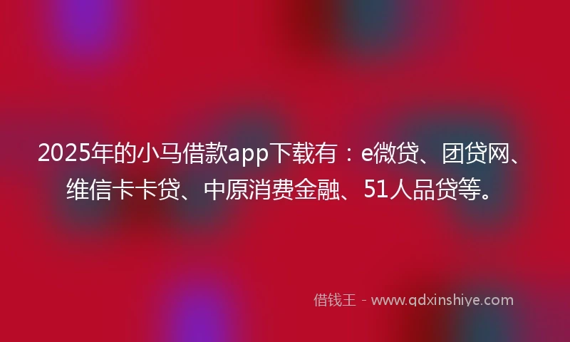 2025年的小马借款app下载有：e微贷、团贷网、维信卡卡贷、中原消费金融、51人品贷等。