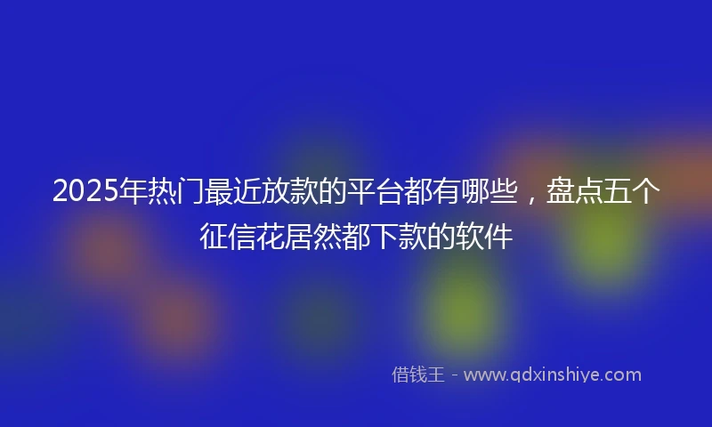 2025年热门最近放款的平台都有哪些，盘点五个征信花居然都下款的软件