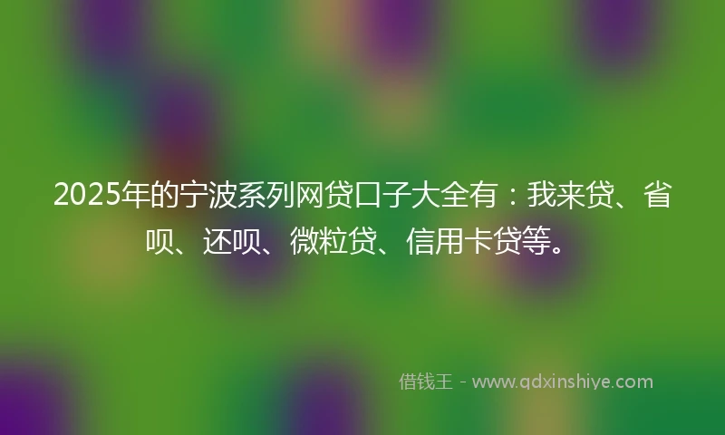 2025年的宁波系列网贷口子大全有：我来贷、省呗、还呗、微粒贷、信用卡贷等。