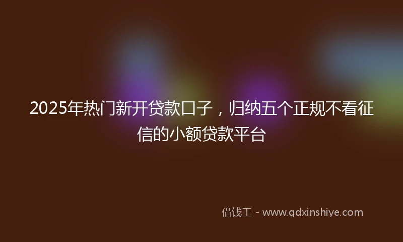 2025年热门新开贷款口子，归纳五个正规不看征信的小额贷款平台