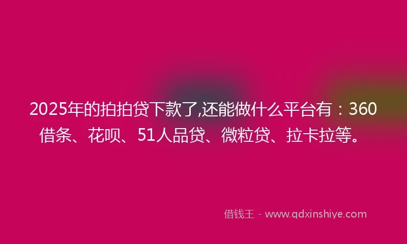 2025年的拍拍贷下款了,还能做什么平台有：360借条、花呗、51人品贷、微粒贷、拉卡拉等。