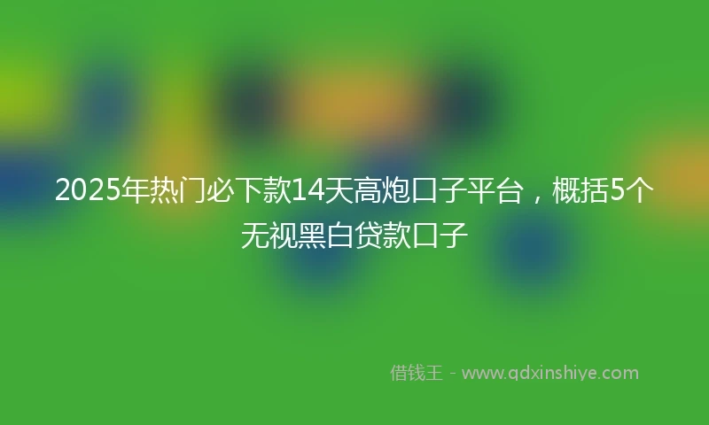 2025年热门必下款14天高炮口子平台，概括5个无视黑白贷款口子