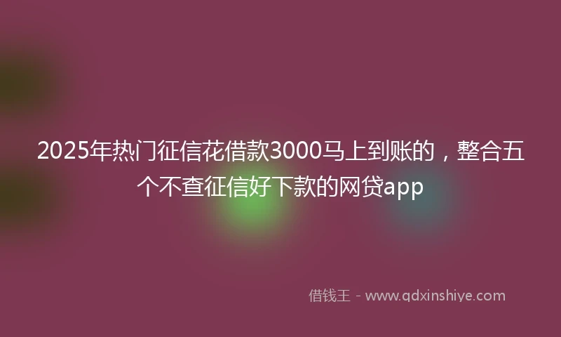 2025年热门征信花借款3000马上到账的，整合五个不查征信好下款的网贷app