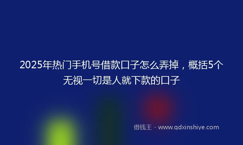 2025年热门手机号借款口子怎么弄掉，概括5个无视一切是人就下款的口子