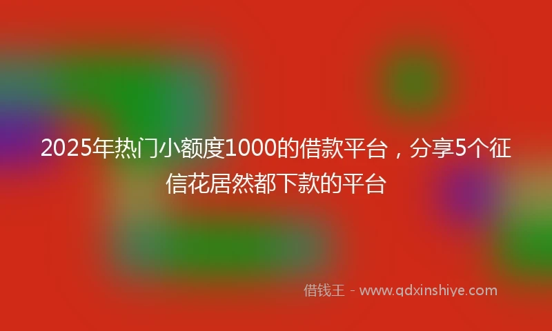 2025年热门小额度1000的借款平台，分享5个征信花居然都下款的平台