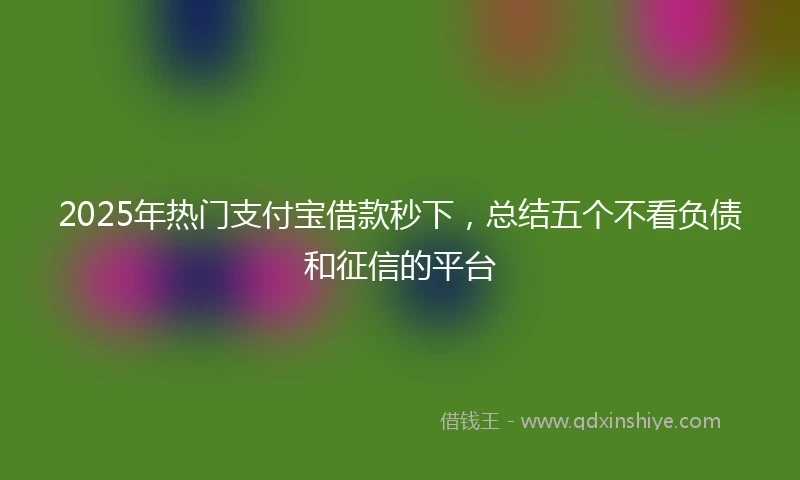 2025年热门支付宝借款秒下，总结五个不看负债和征信的平台