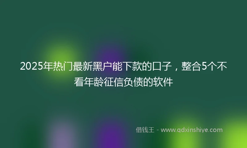 2025年热门最新黑户能下款的口子，整合5个不看年龄征信负债的软件