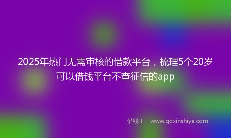 2025年热门无需审核的借款平台，梳理5个20岁可以借钱平台不查征信的app