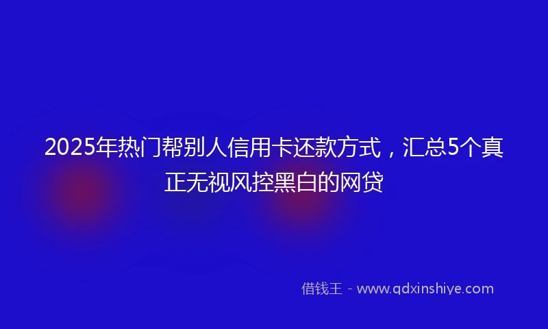 2025年热门帮别人信用卡还款方式，汇总5个真正无视风控黑白的网贷