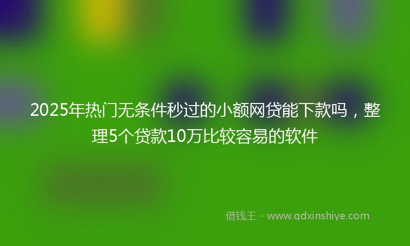2025年热门无条件秒过的小额网贷能下款吗，整理5个贷款10万比较容易的软件