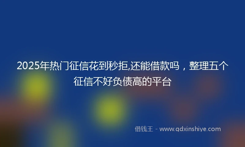 2025年热门征信花到秒拒,还能借款吗，整理五个征信不好负债高的平台