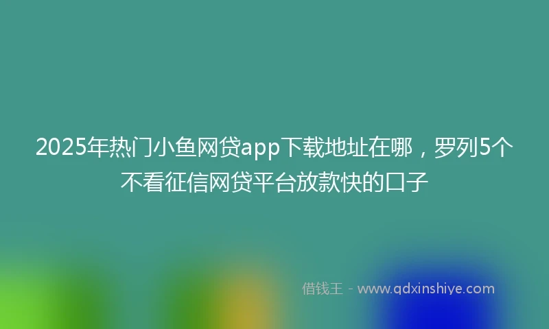 2025年热门小鱼网贷app下载地址在哪，罗列5个不看征信网贷平台放款快的口子