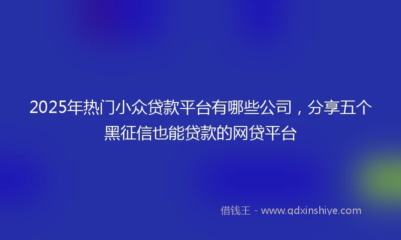 2025年热门小众贷款平台有哪些公司，分享五个黑征信也能贷款的网贷平台