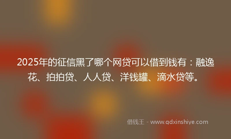 2025年的征信黑了哪个网贷可以借到钱有：融逸花、拍拍贷、人人贷、洋钱罐、滴水贷等。