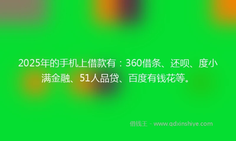 2025年的手机上借款有：360借条、还呗、度小满金融、51人品贷、百度有钱花等。