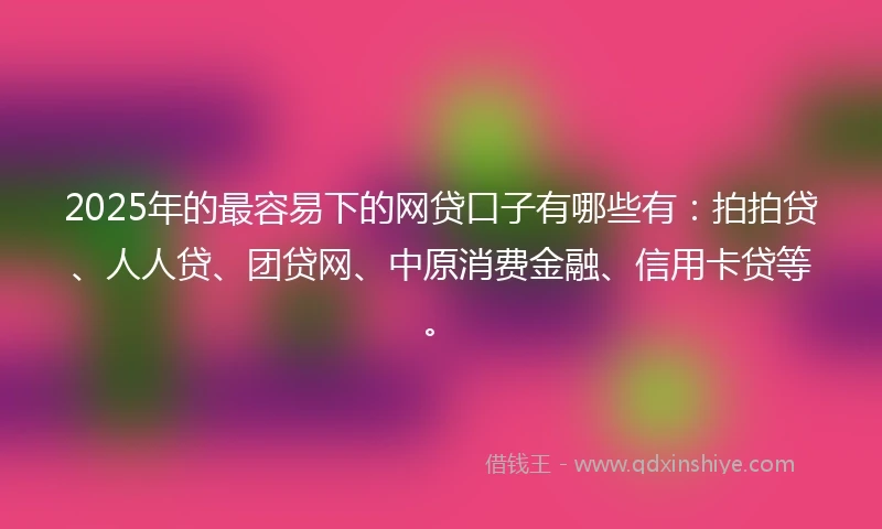 2025年的最容易下的网贷口子有哪些有：拍拍贷、人人贷、团贷网、中原消费金融、信用卡贷等。