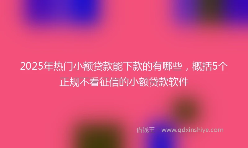 2025年热门小额贷款能下款的有哪些，概括5个正规不看征信的小额贷款软件