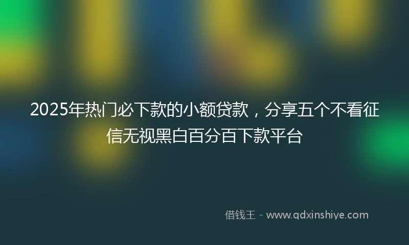 2025年热门必下款的小额贷款，分享五个不看征信无视黑白百分百下款平台