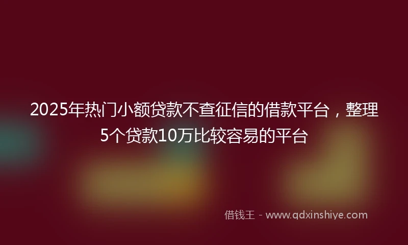 2025年热门小额贷款不查征信的借款平台，整理5个贷款10万比较容易的平台
