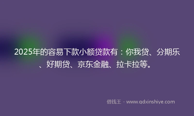2025年的容易下款小额贷款有：你我贷、分期乐、好期贷、京东金融、拉卡拉等。