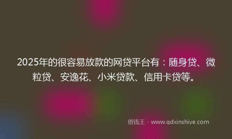 2025年的很容易放款的网贷平台有:随身贷、微粒贷、安逸花、小米贷款、信用卡贷等。