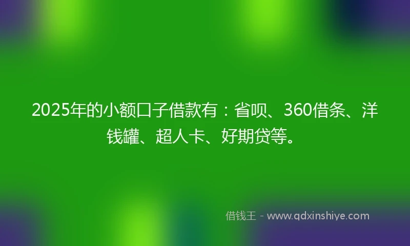 2025年的小额口子借款有：省呗、360借条、洋钱罐、超人卡、好期贷等。