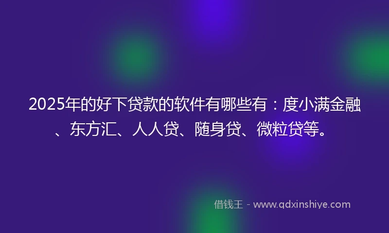 2025年的好下贷款的软件有哪些有：度小满金融、东方汇、人人贷、随身贷、微粒贷等。