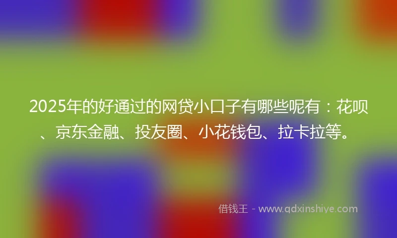 2025年的好通过的网贷小口子有哪些呢有：花呗、京东金融、投友圈、小花钱包、拉卡拉等。