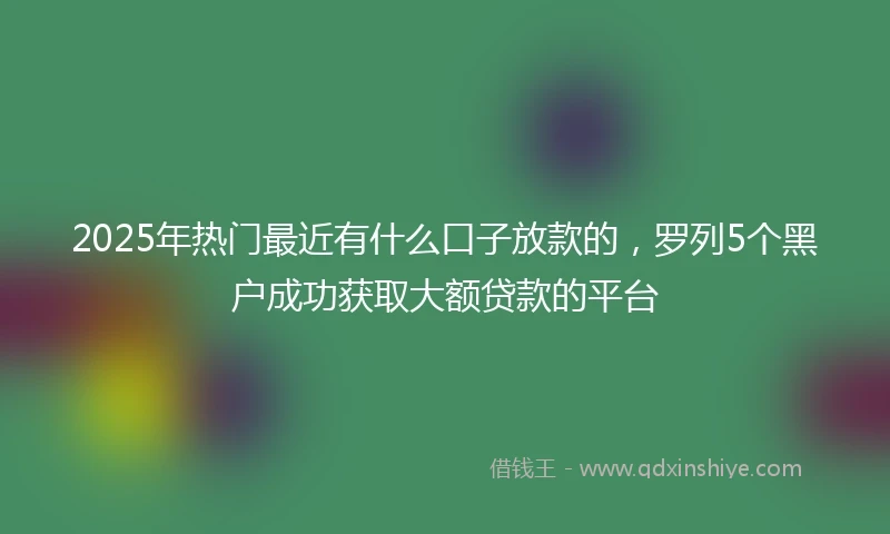 2025年热门最近有什么口子放款的，罗列5个黑户成功获取大额贷款的平台