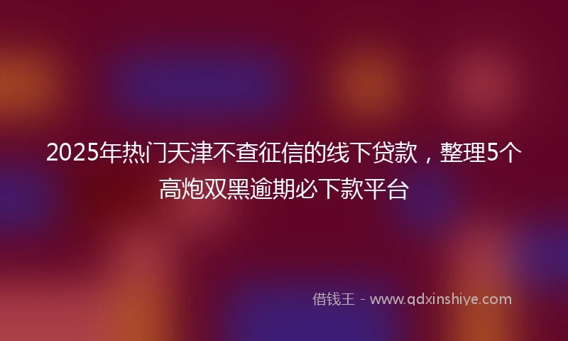 2025年热门天津不查征信的线下贷款，整理5个高炮双黑逾期必下款平台