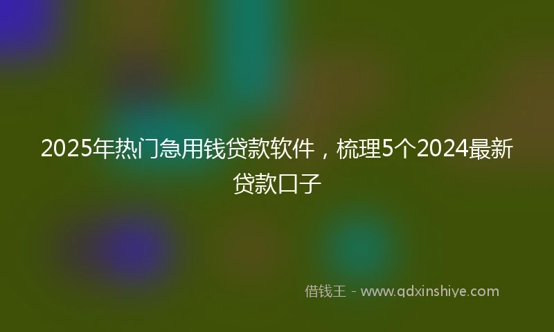 2025年热门急用钱贷款软件，梳理5个2024最新贷款口子