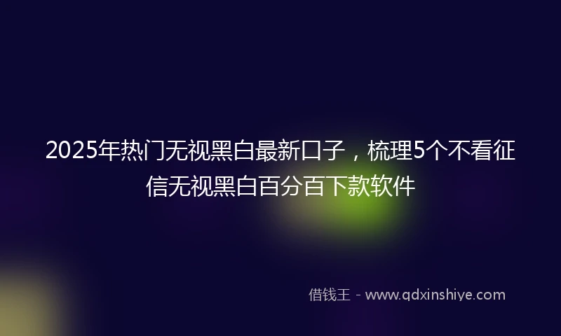 2025年热门无视黑白最新口子，梳理5个不看征信无视黑白百分百下款软件