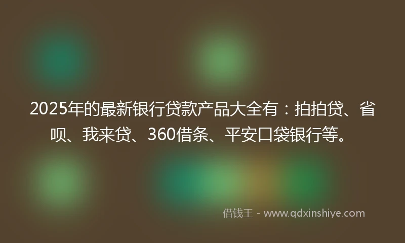 2025年的最新银行贷款产品大全有：拍拍贷、省呗、我来贷、360借条、平安口袋银行等。