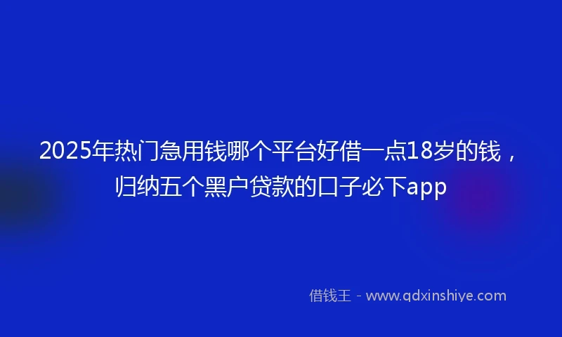 2025年热门急用钱哪个平台好借一点18岁的钱，归纳五个黑户贷款的口子必下app