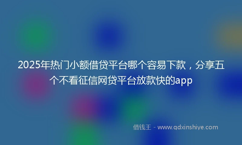 2025年热门小额借贷平台哪个容易下款，分享五个不看征信网贷平台放款快的app