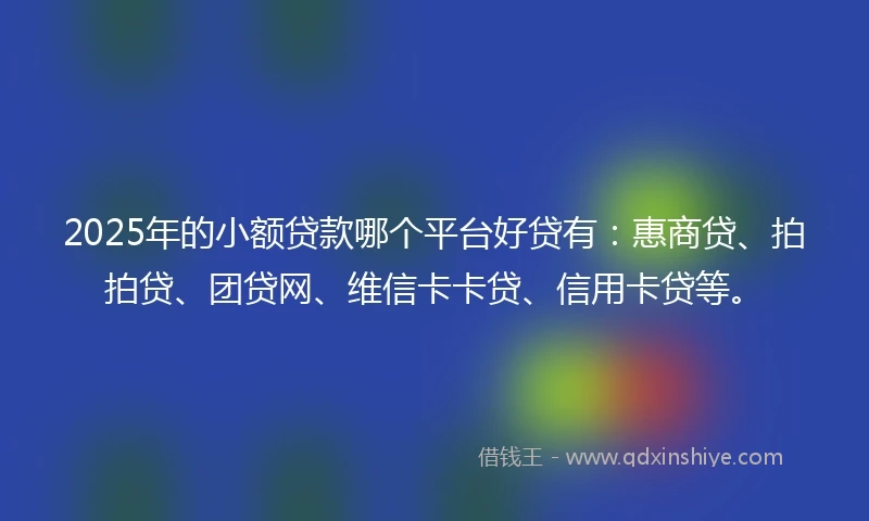 2025年的小额贷款哪个平台好贷有：惠商贷、拍拍贷、团贷网、维信卡卡贷、信用卡贷等。