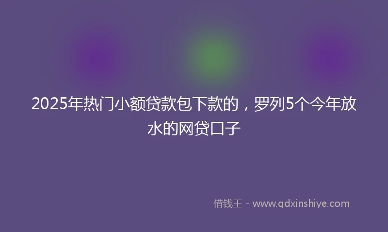 2025年热门小额贷款包下款的，罗列5个今年放水的网贷口子