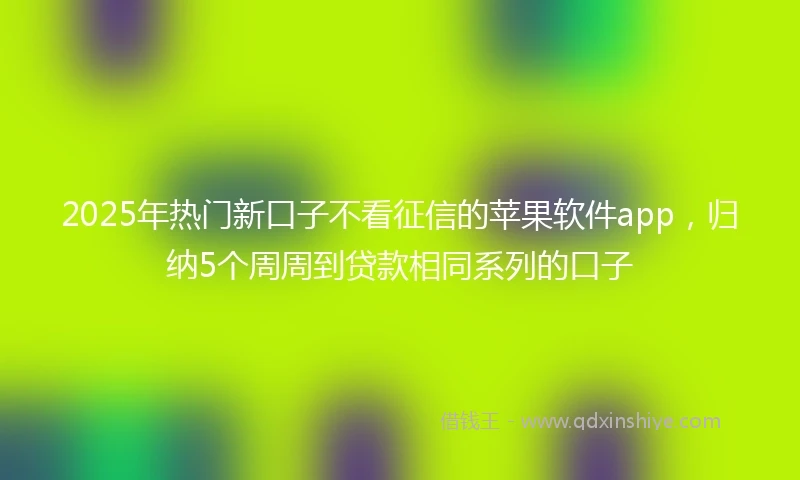 2025年热门新口子不看征信的苹果软件app，归纳5个周周到贷款相同系列的口子