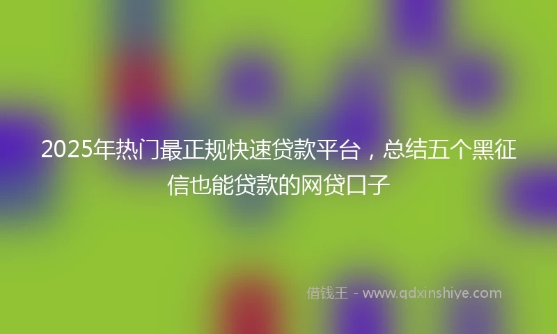 2025年热门最正规快速贷款平台，总结五个黑征信也能贷款的网贷口子