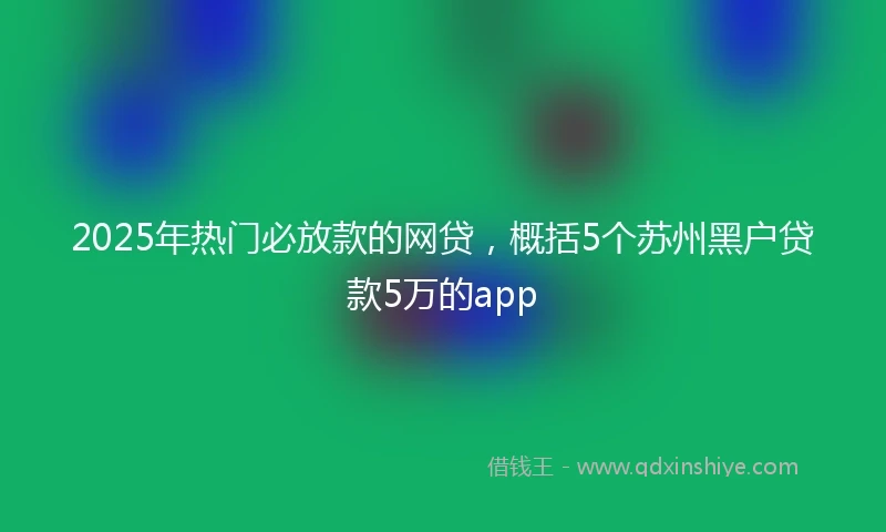 2025年热门必放款的网贷，概括5个苏州黑户贷款5万的app