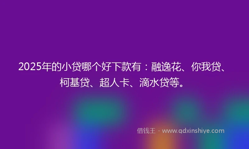 2025年的小贷哪个好下款有：融逸花、你我贷、柯基贷、超人卡、滴水贷等。