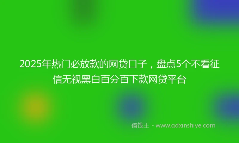 2025年热门必放款的网贷口子，盘点5个不看征信无视黑白百分百下款网贷平台